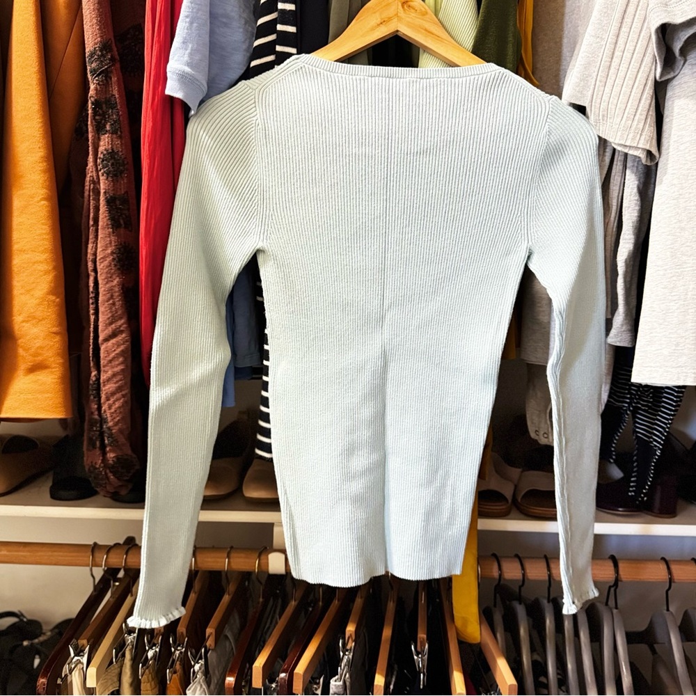 Ann Taylor Light Sky Blue Slim-Fit Ribbed Sweater XS - Picture 4 of 5